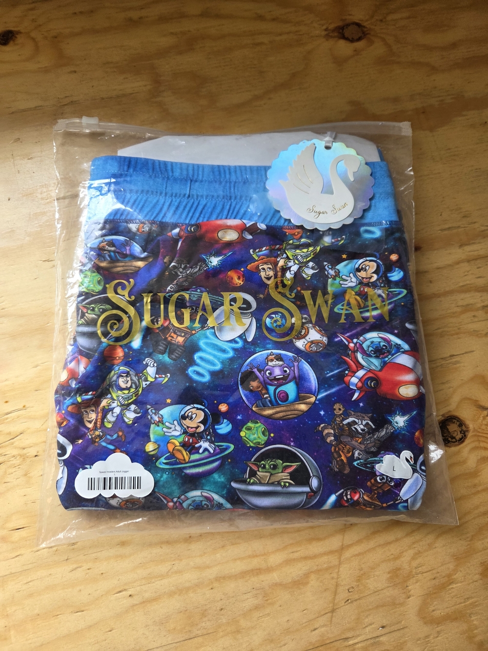 Space Invaders Bamboo Joggers Large Sugar Swan
